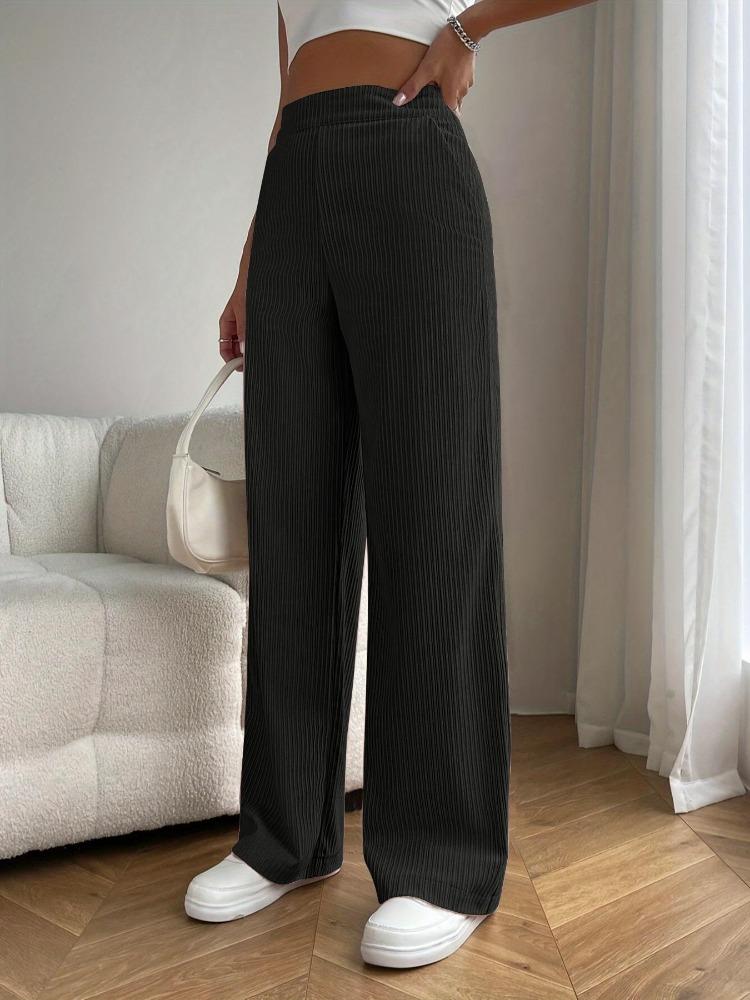 Women's Long Trousers Spring Autumn High-Waisted Wide-Leg Trousers Flowing Versatile Casual Straight-Leg Trousers