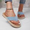 Flip Over Flat Bottomed Clip On Foot Plus Size Hemp Rope Flip Flops for Women, Comfortable Flat Bottomed Canvas Slippers for Women