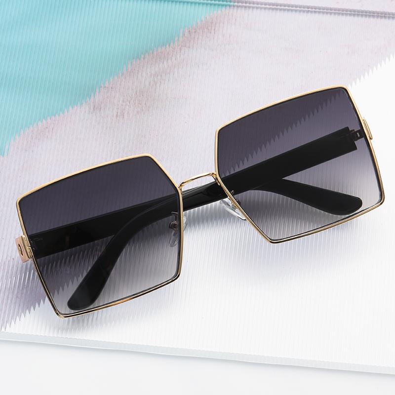 New Oversized Square Sunglasses Women New Vintage Brand Metal Sun Glasses Men Shades Retro Flat Top Eyeglasses UV400