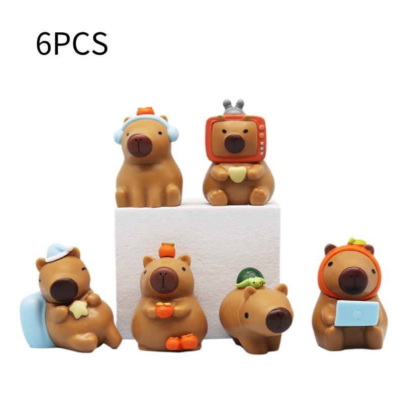 

Trendy Capybara 6pcs Decor Toy Doll Desktop Decoration Models Pvc Material Gift