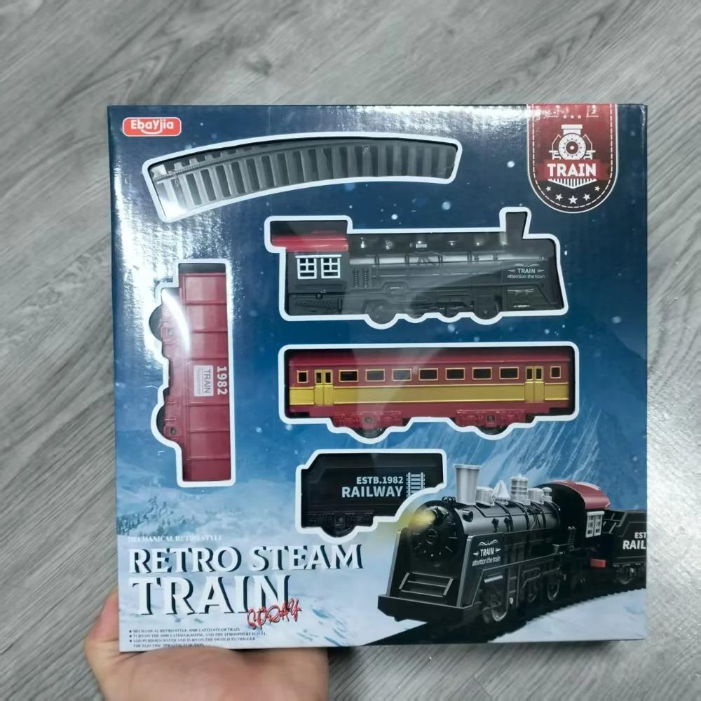 Jouets de set de voie ferrée pour enfants, locomotives classiques rétro et sets de jouets de train à longue voie avec lumières, jouets idéaux pour les enfants