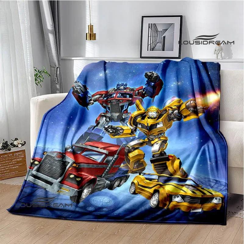 T-Transformers Cartoon Printed blankets picnic blanket Warm blankets Flannel Soft Cozy Blanket Home travel blanket Birthday Gift 100x150cm