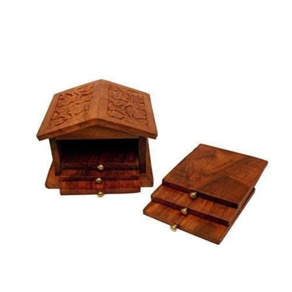 

Подставка для чая в виде деревянной резной хижины - декоративная форма хижины - 10,16 см, обеденный стол, подарок как