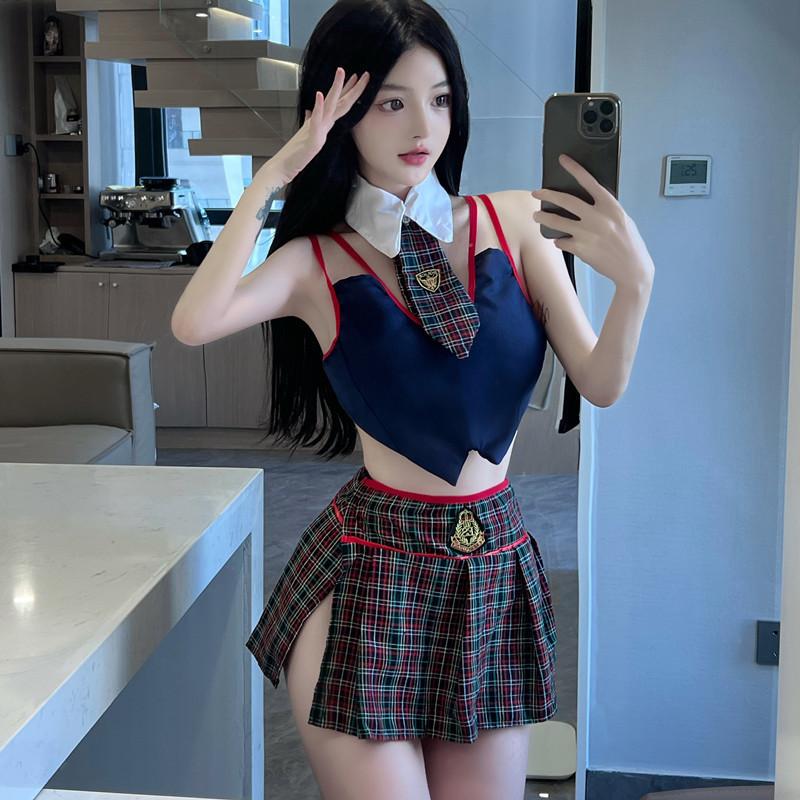 Night listening incense sexy sexy lingerie college style student split uniform seduction student costume cosplay suit