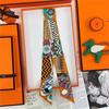 Lenço de Seda de Alta Qualidade Luxuoso Faixa para Cabeça Feminina Faixa para Cabelo Foulard Fita para Amarrar Lenço de Pescoço Lenços Finos Acessórios