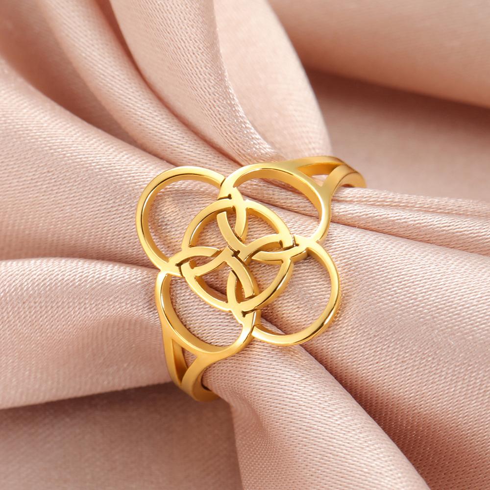 Dawapara Borromäischer Kreuz Symbol Edelstahl Ring Keltisch Fünffache Schutz Erleuchtung Amulett Religiöses Geschenk