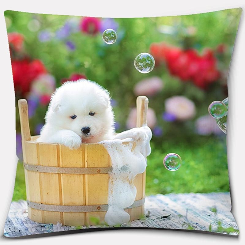 Dog Pattern Square Decorative Pillowcase Living Room Sofa Cushion Pillow  Home Decoration