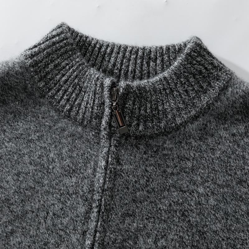 2024 Men's Cashmere Zipper Cardigan: Autumn/Winter Business Casual Stand Collar Sweater