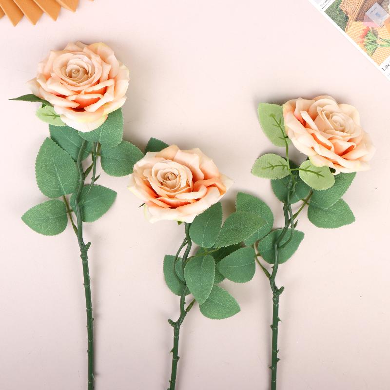 3Pcs Artificial Rose Flower Single Stem Fake Rose For Proposal Wedding Bouquet Home Party Table Centerpiece Decoration