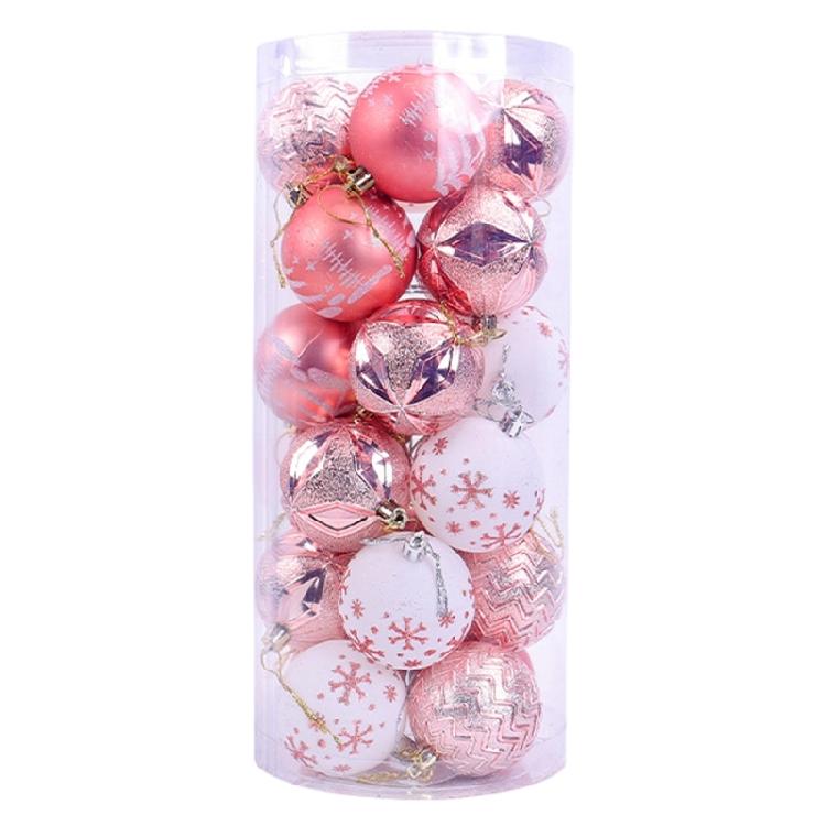 24Pcs Shatterproof Hand Painted Sphere Christmas Tree Hanging Sphere Set Festival Ornament Durable Baubles Decors