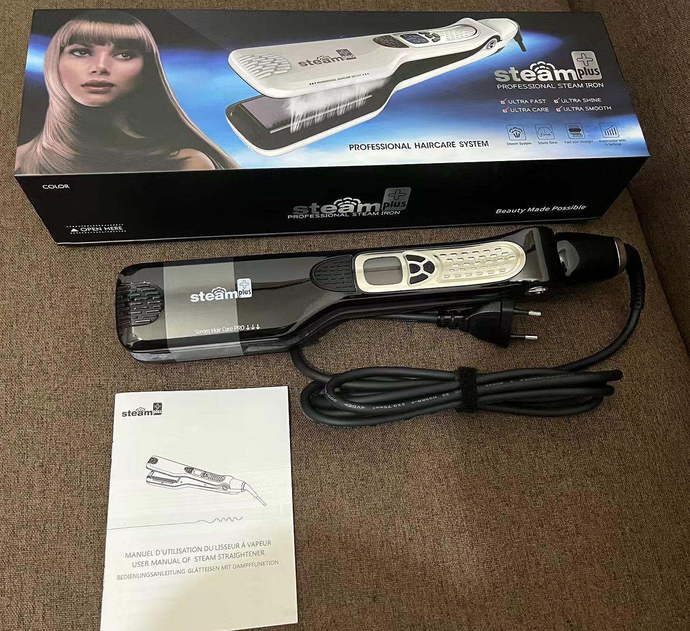Steampod Titanium Gold Straightener: High-Temp Control, Hair-Safe, In Stock EU Standard чёрный