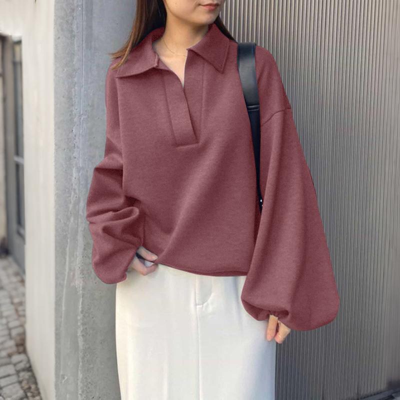 

ZANZEA Women Casual Turn Down Collar Loose Long Sleeve Autumn Tee Tops 5XL