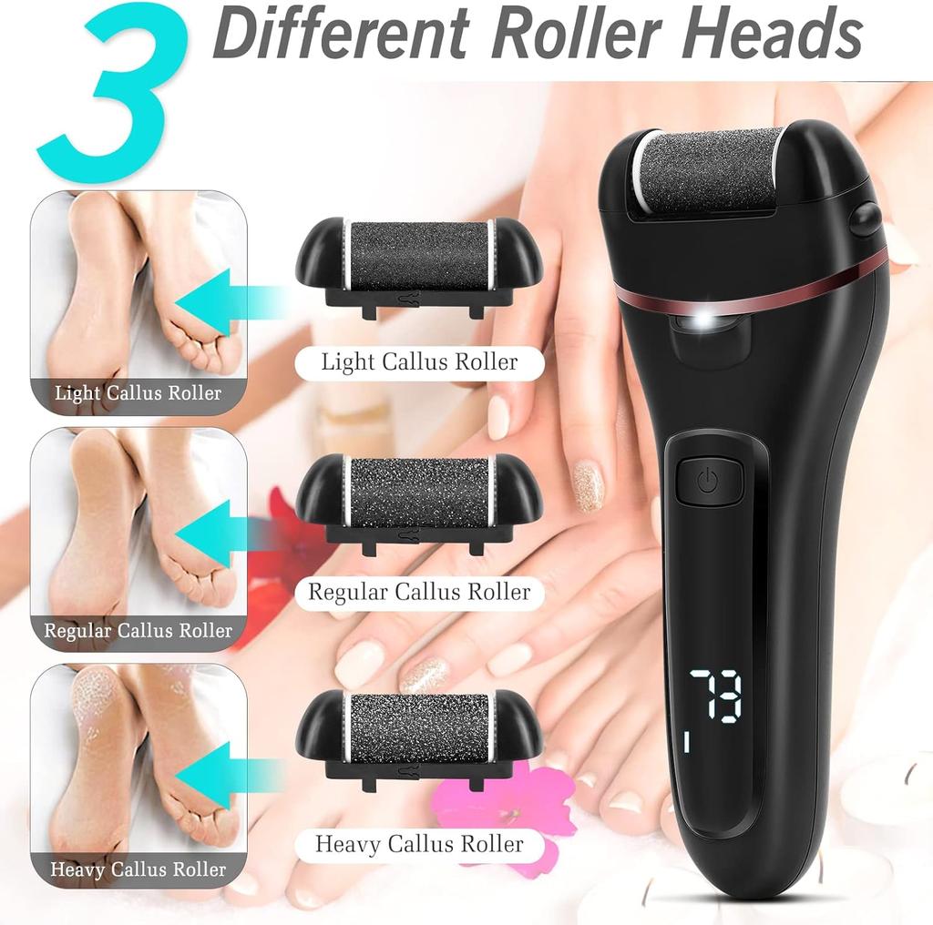 Remover for Feet, 2 Speed Electric Foot File, Rechargeable Foot Scrubber Pedicure kit for Cracked Heels and Dead