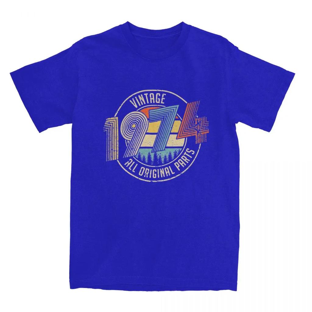 Men Women Vintage 1974 All Original Parts 50th Birthday Gifts Shirts Merch  50 Years Old People T Shirts Tee Clothes