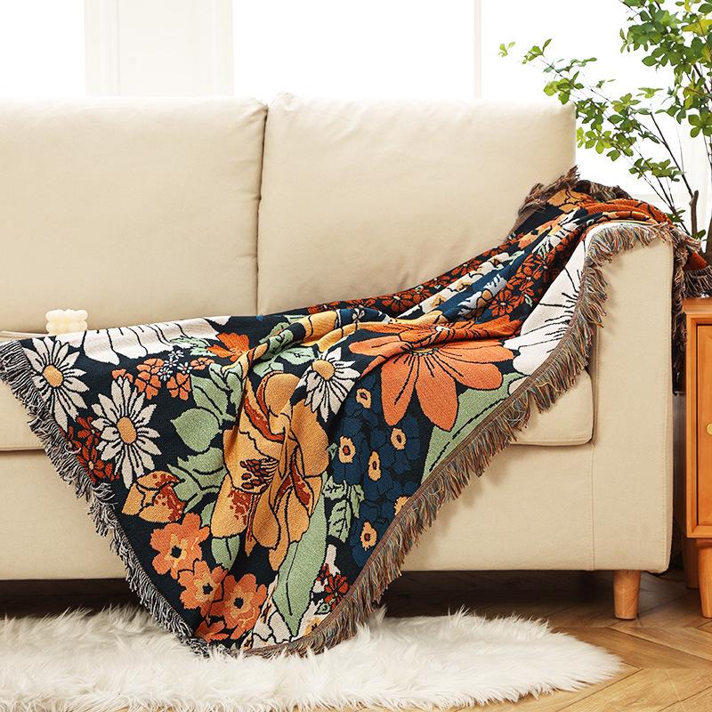 Couch Cover for Sofa American Country Floral Outdoor Camping Blanket Leisure Bohemia Blanket