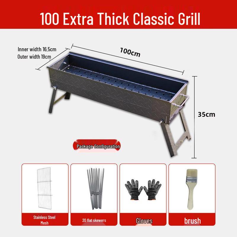 100cm Foldable BBQ Grill Rack with Stainless Steel Net