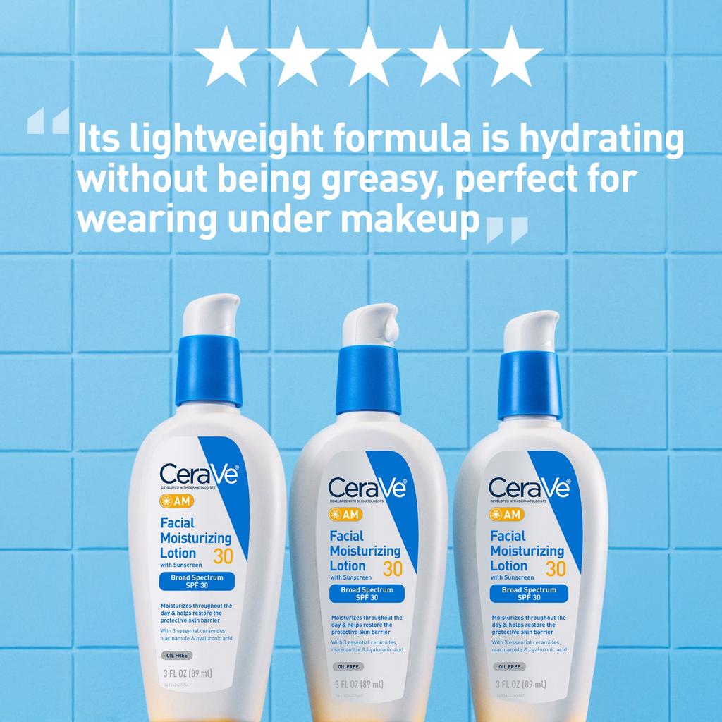 Cerave Am Face Moisturizer Lotion With Sunscreen Spf 30 For Normal To Oily Skin  2 Fl Oz