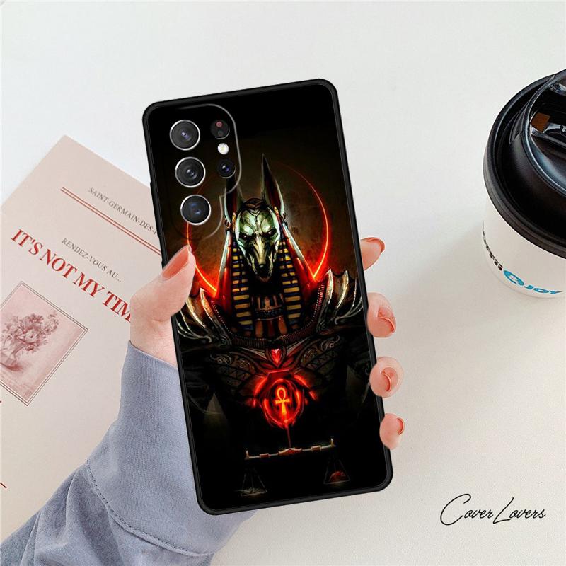 Anubis Ankh Egyptian God phone case For Samsung Galaxy S24 S25 S23 S22 Ultra Note 10 20 Plus S20 S21 FE Cover