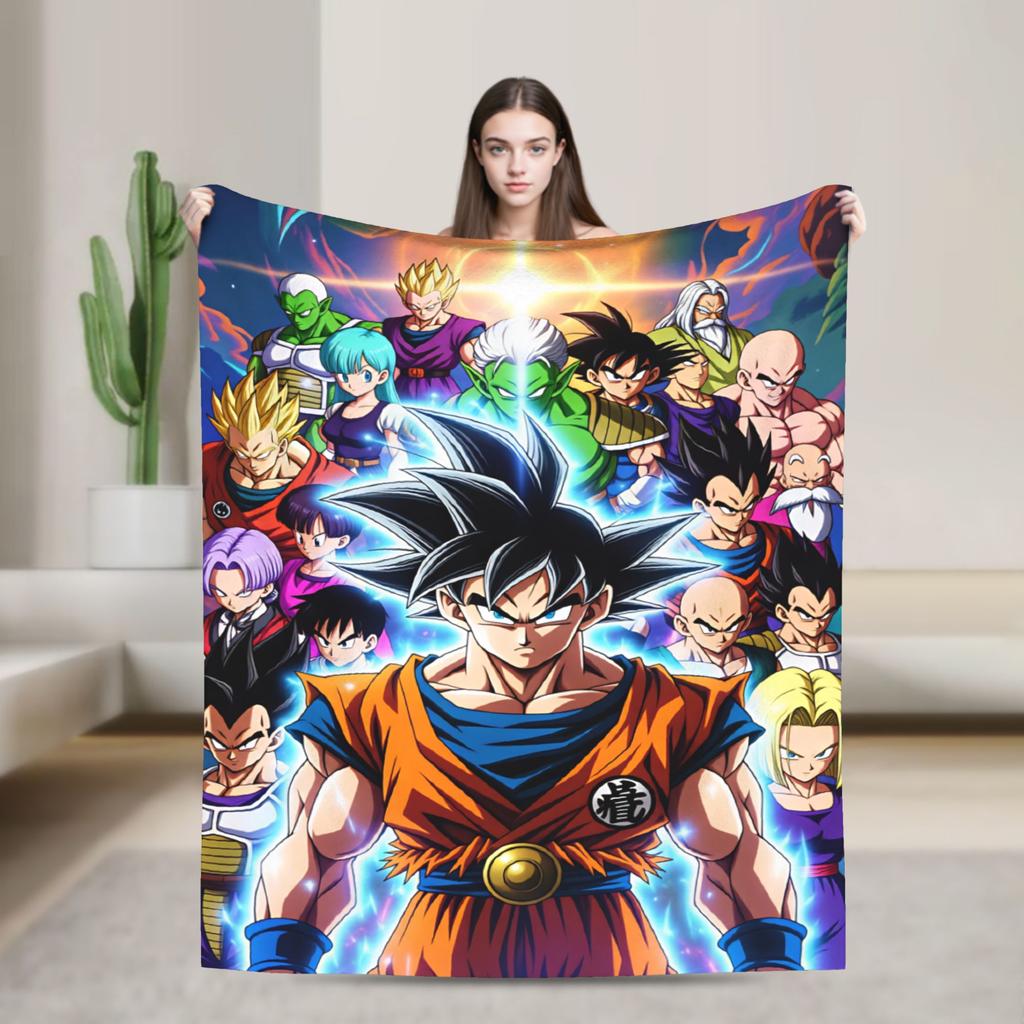 Dragons Balls Blanket Son Goku Warm Novelty Plush Throw Blanket For Kids Adult Outdoor Flannel Bedspread Bed Cover