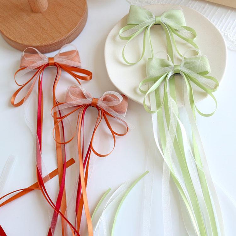 New Chinese-Style Ribbon Bow Hair Clip for Girls - Hanfu Tassel Braided Headwear Accessory