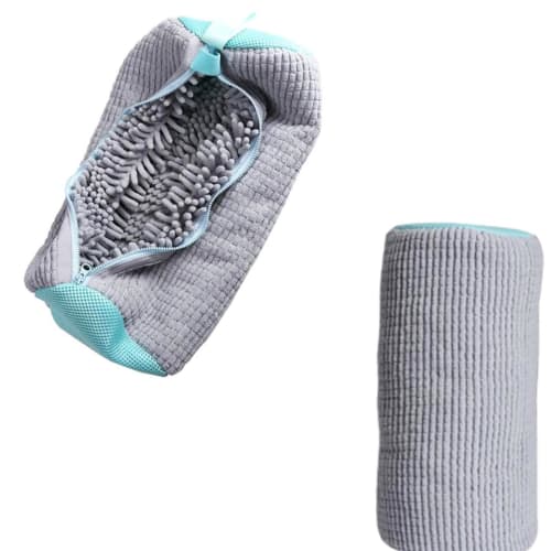 New Design Multifunctional Shoe Washing Net, Cylindrical, Velvet-Shaped, Polyester, Zippered, for Home Use, Gray (37*17*2cm)