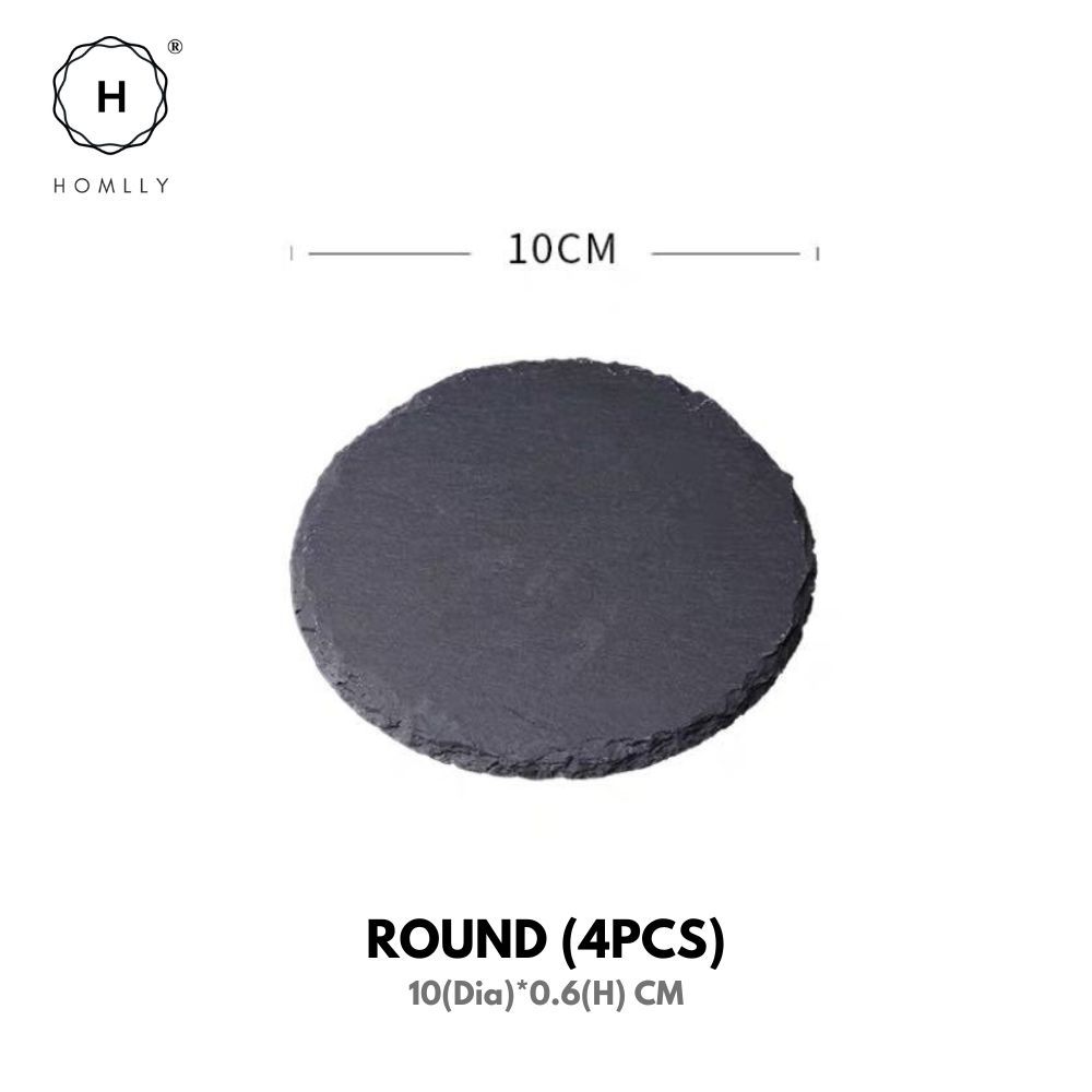 

Homlly Slate Stone Drink Coasters (Set of 4pcs) Round