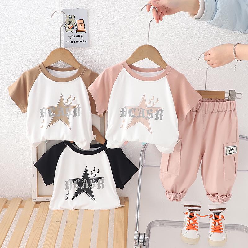 

Summer Star Print T-Shirt & Shorts Set for Kids (0-5 Years) 120cm чорний