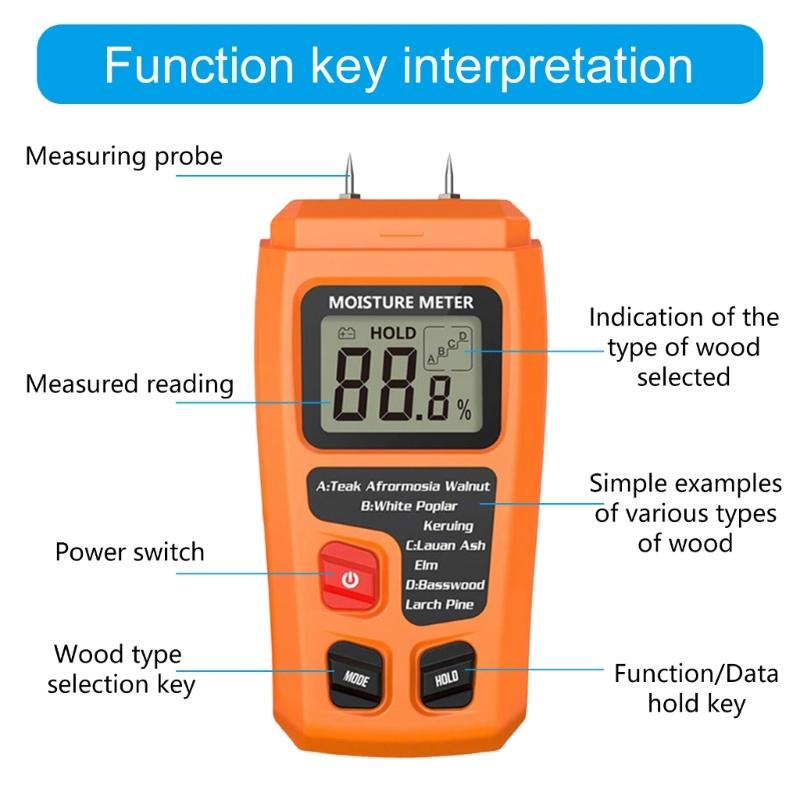 High Precise Ergonomic Wood Moisture Tester Gauge Suitable For Indoor & Outdoor Use Without Battery Construction Workers