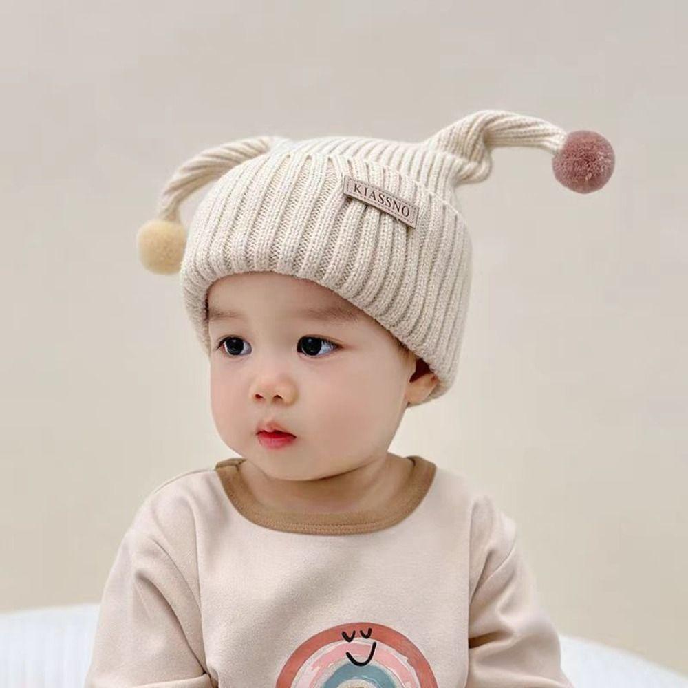 Openwork Flower Warm Wool Beanie Plush Ball Kids Winter Cap Fashion Pompom Hat  Ear Protection