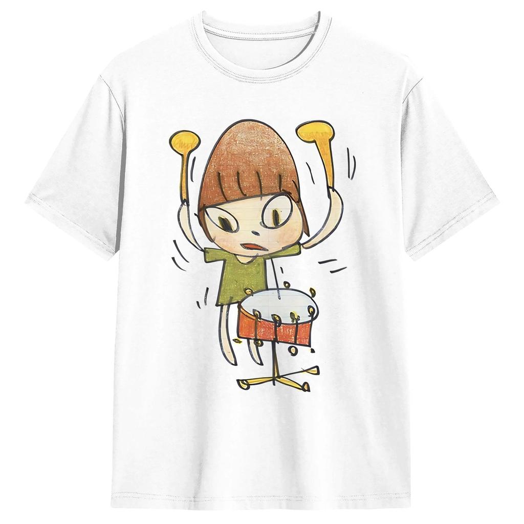 Aesthetic Yoshitomos Nara TShirt Unisexs Round Neck Short Sleeve Tops I Dont Want to Grow up Painting Cotton Summer Tops Shirts