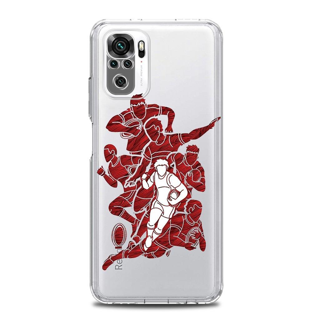 

Phone Case For Xiaomi Redmi Note 13 12 5G 9S 9 8 10 11 Pro Plus 4G 9T 13C 12C 10C 9C 9A 7 Pro Clear Cover Rugby Ball Redmi Note 13 5G