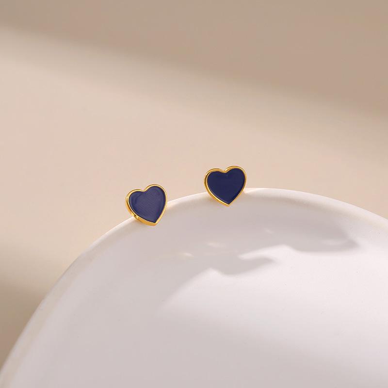 Sweet Dainty 18k Gold Plated Heart Oil Drop Stud Earrings For Women