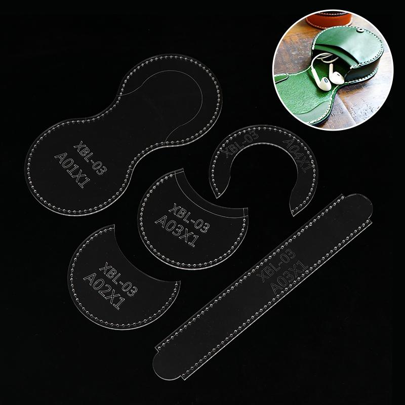 

Leather Craft Acrylic Template For Mini Coin Purse Earphone Storage Bags Diy Handmade Sewing Stencil Tool Diy Making Beginners 1Set