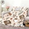 Cozy Bookish Coffee Cup Flannel Blanket, Book-Themed Modern Reading Corner Decor, 2D Flat Printing Warm Bed Cover