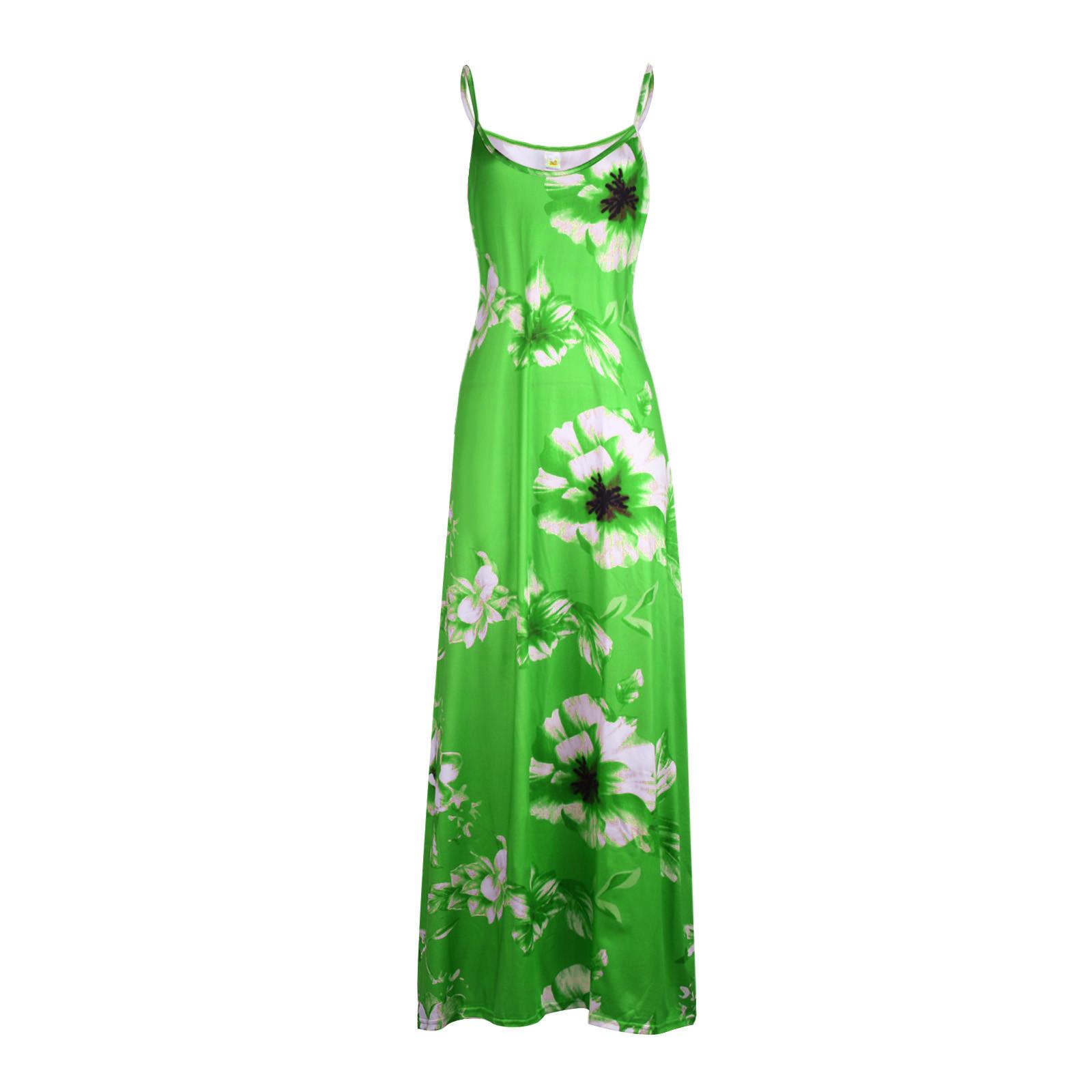

Women Sexy Off Shoulder Sleeveless Casual Floral Printing Dress Long Dress XXL зелёный