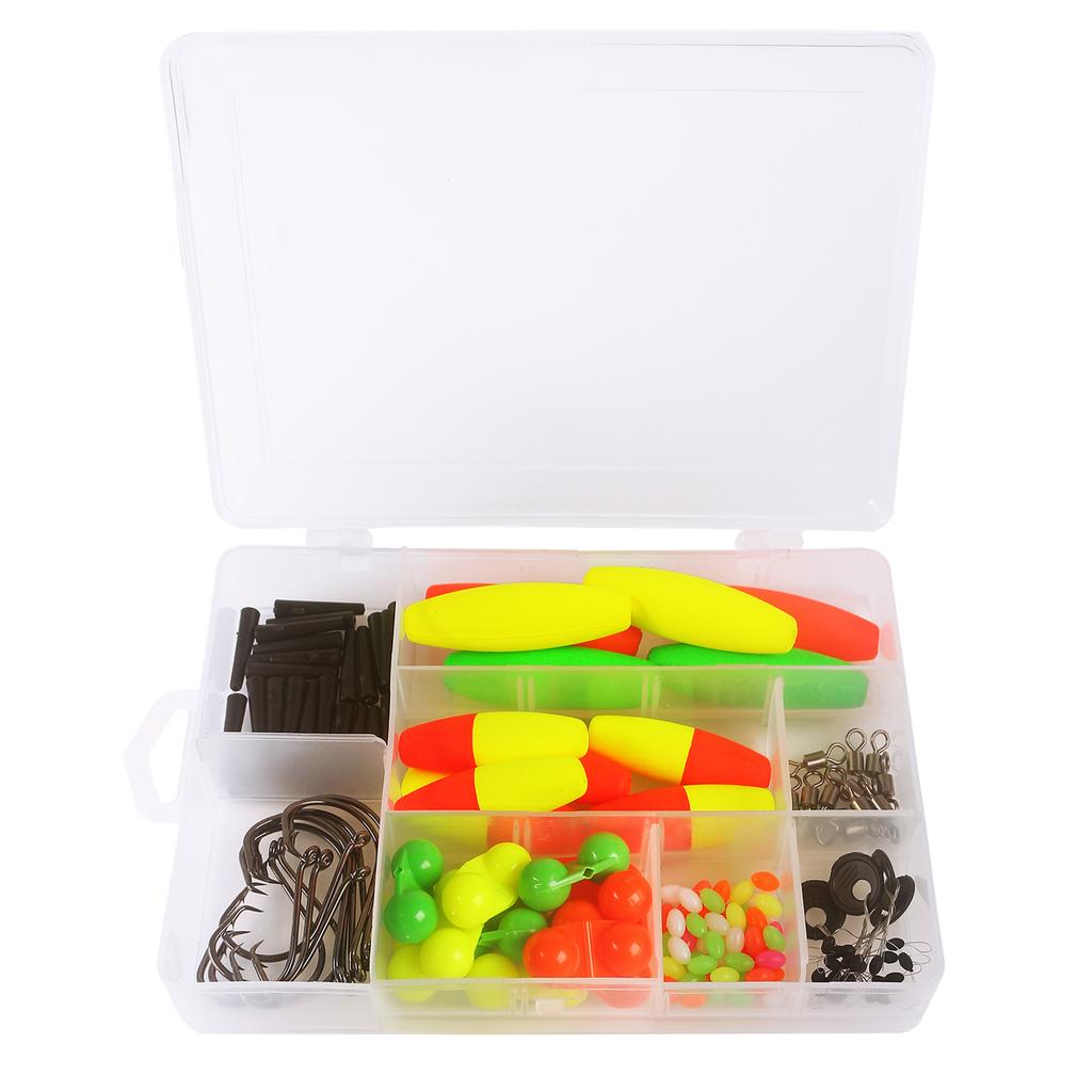 Fishing Tackle Box 102PCS Catfish Tackle with Catfish Floats Catfish Hooks Swivels Fishing Bells