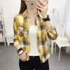 Women's Korean Style Plaid Shirt, Long Sleeve, Loose Fit, College Style Outerwear, 2025 Spring/Autumn Collection