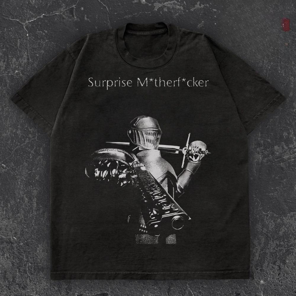 Gothic Knight Tshirt Medieval warrior dark fantasy meme mens Tshirt  Pure cotton retro loosefitting casual couples Tshirt M