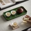 Boutique Chinese Style Rectangle Tea Tray Multipurpose Ceramics Pot Bearing Dry Bubble Tray Household Dessert Fruit Plate Gifts