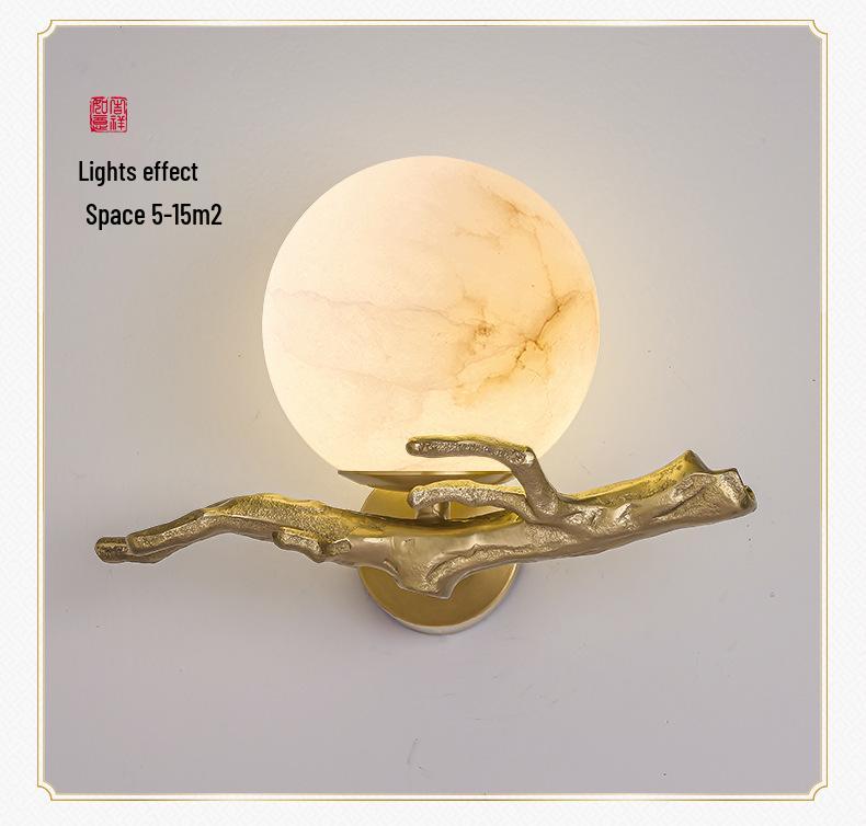 Minimalist Luxury Marble & Copper Wall Lamp for Living Room/Bedroom