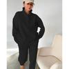 Spring and Autumn Women's Fashion Button Up Collar Hoodie Loose Pants, Hoodie Set