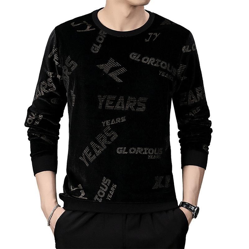 

Футболка с длинным рукавом, мужская осенняя, с круглым вырезом, свитер для людей среднего возраста и пожилых, свободная рубашка больших размеров для пап M