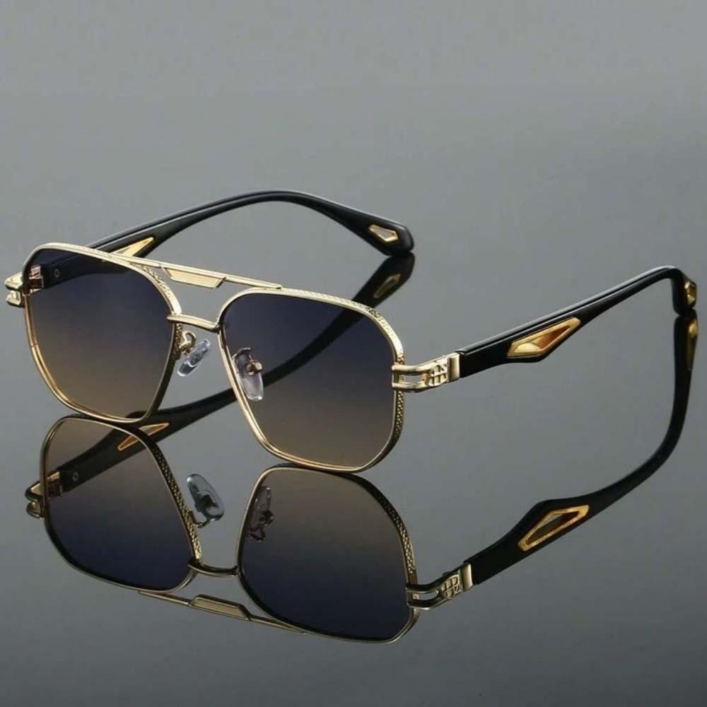 Retro Double Bar Sunnies Square Frame Anti-UV Glasses Unisex Polarized Sunglasses  Catwalk