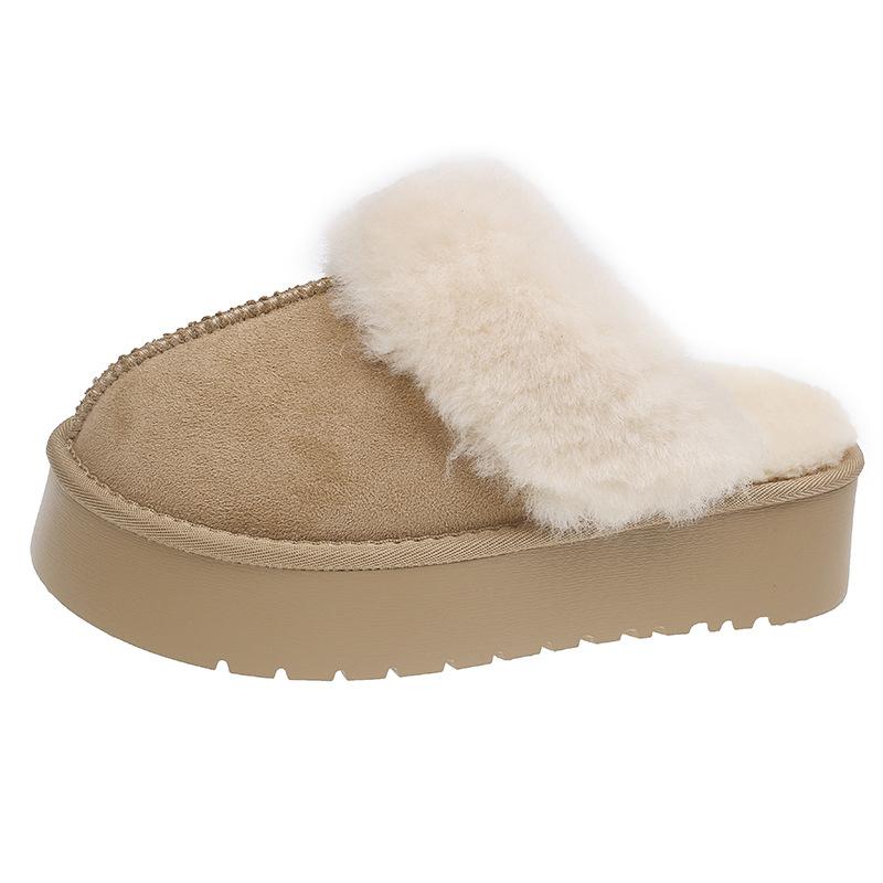 Thick-soled snow boots women's winter velvet outer wear bag head half slippers 2025 new lazy popular Mao Mao cotton shoes