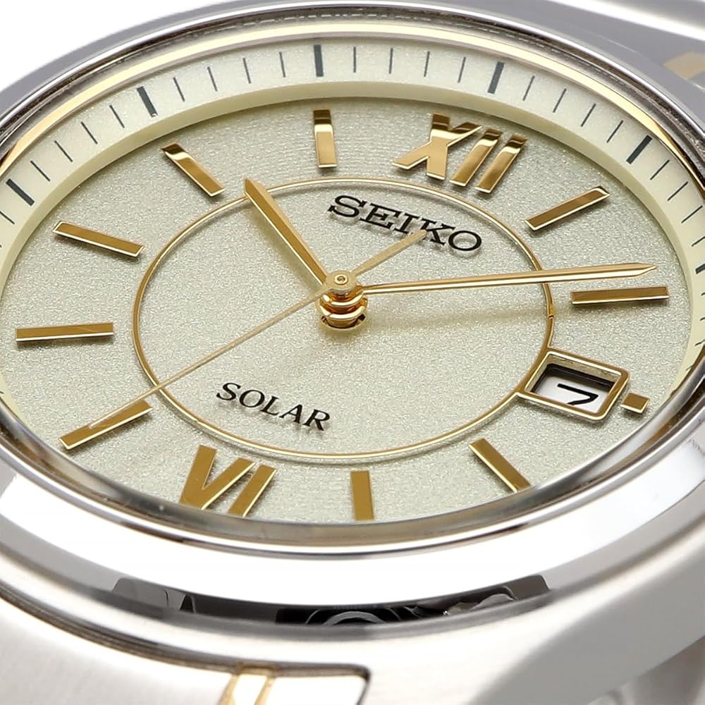 Seiko Solar Quartz Wristwatch SBPN065 Silver Gold Men's Watch