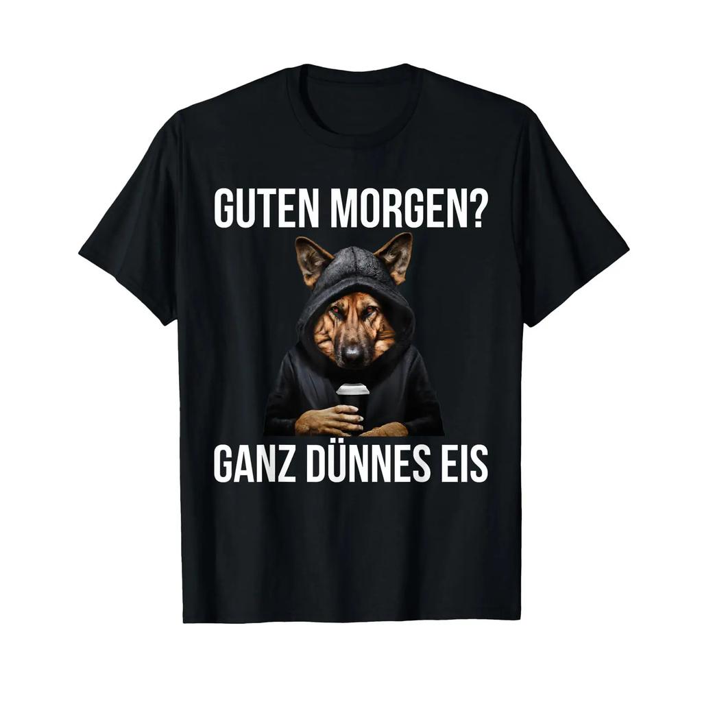 Gerunisex Shepherd Coffee Good Morning Very Thin Ice T Shirt Vintage Homme Graphic Breathable Versatile Soft Fashion