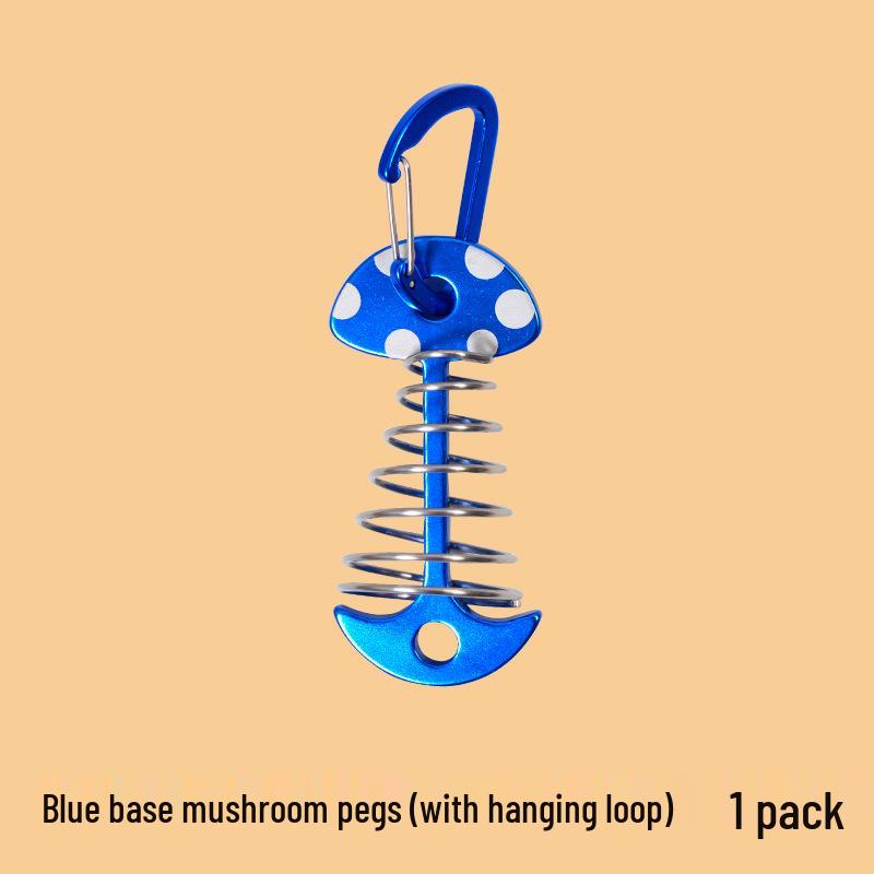 Fishbone Peg Camping Platform: Wooden Board, Mushroom Peg, Spring Tent Peg, Aluminum Alloy, Umbrella-shaped Awning Ground Fixing Peg.