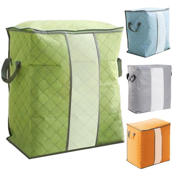 Quilt Storage Bag Zipper Closure Dirt-proof Non Woven Fabric Tear Resistant Blanket Storage Bag for Sweaters