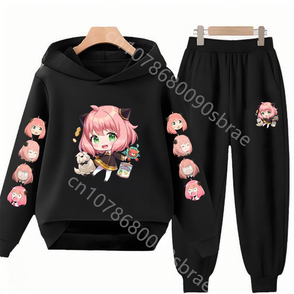 Kinder Anzug Hoodies Oberteil+Hose Mädchen pink Junge schwarz Alter 3-12 Jacke Freizeit Kleinkind Sweatshirt Anime Spy X Family Kleidung
