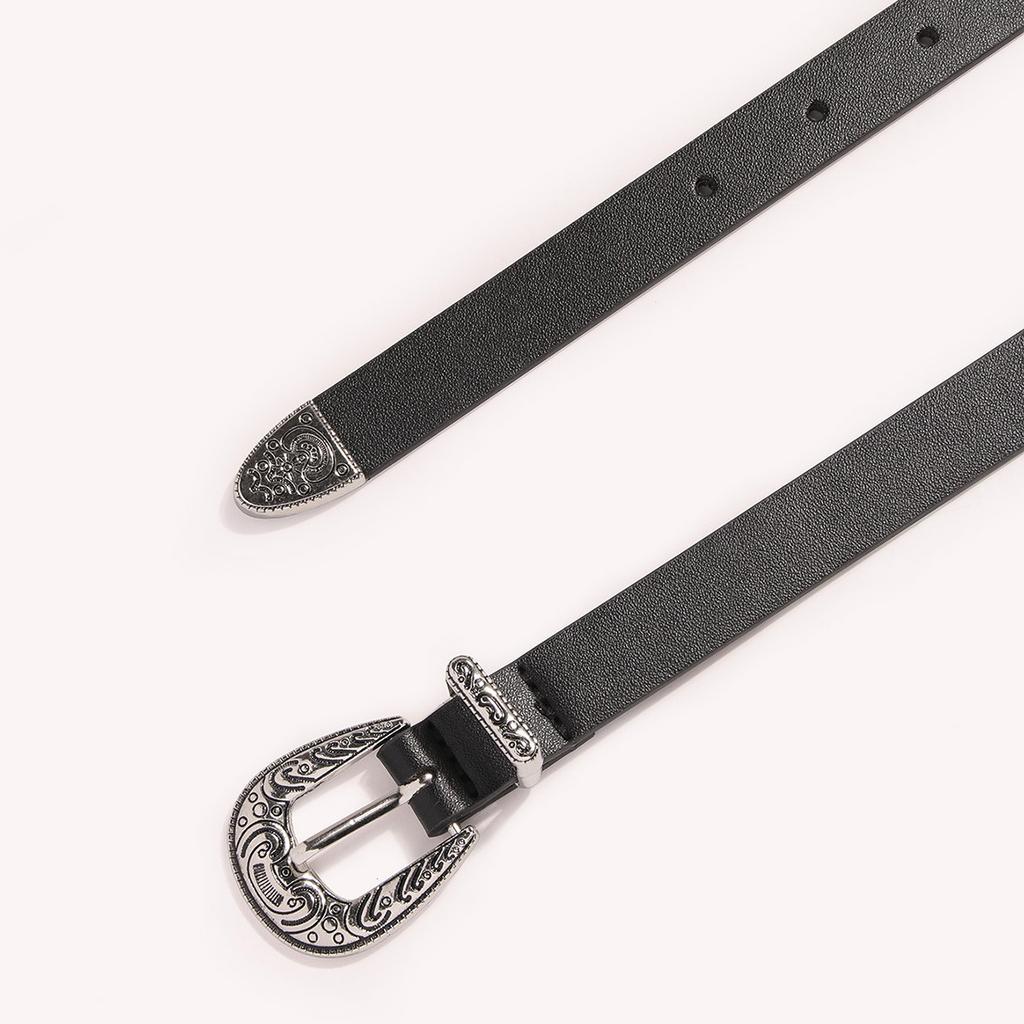 Golden Smear Three-piece Set of Small Fragrant Belt Carved Women's Western Buckle Versatile Fashion